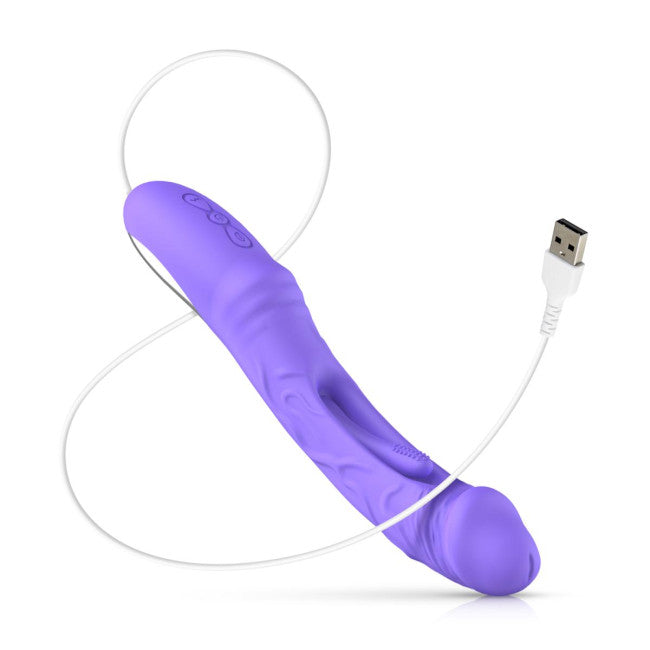 Good Vibes Only Flax Vibrating Dildo with G-Spot Stimulator Purple