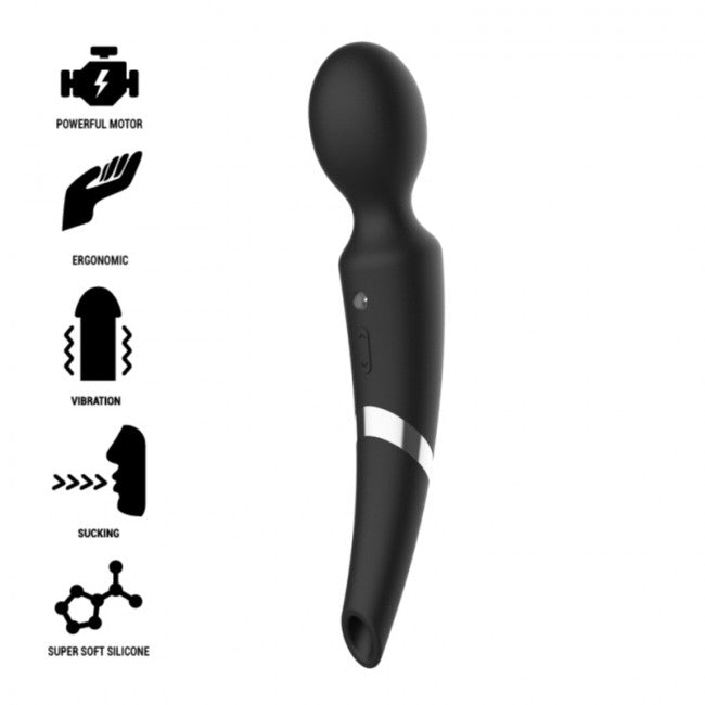 Black & Silver Beck Suction & Vibration Silicone Rechargeable Black