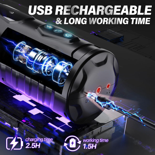 SuperLove Powerful Automatic Rotating & Thrusting Masturbator Black