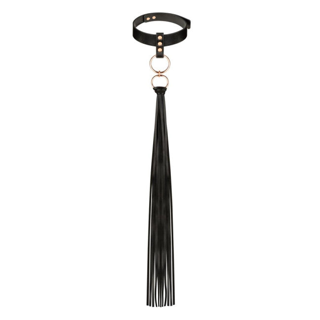 Rosy Gold Collar with Flogger Black