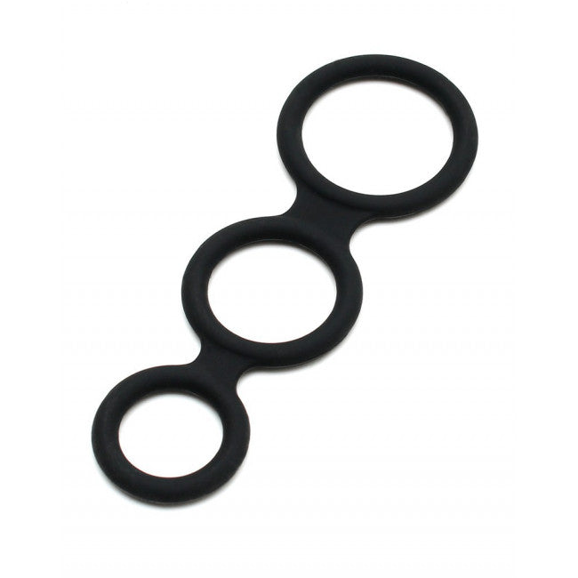 Rimba Latex Play Triple Cock Ring Black