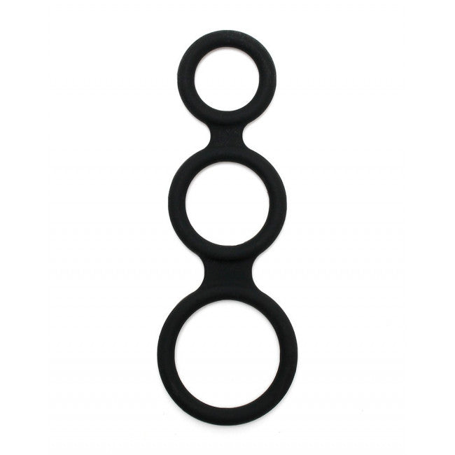Rimba Latex Play Triple Cock Ring Black