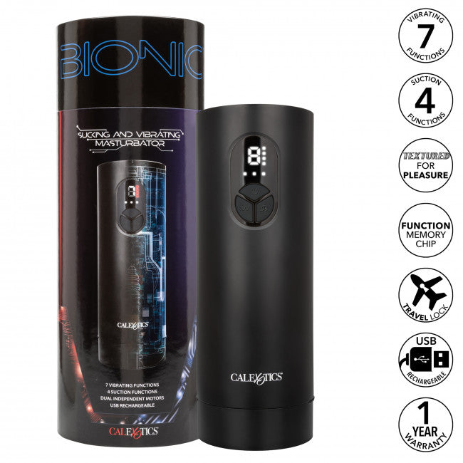 CalExotics Bionic Sucking and Vibrating Masturbator Black