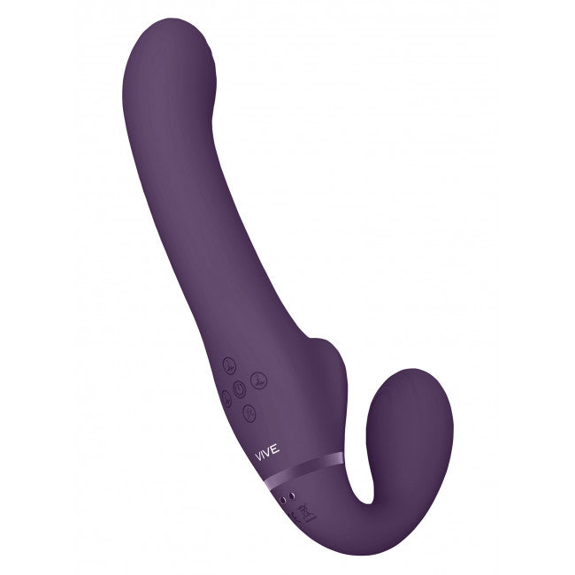 VIVE Ai Dual Vibrating & Air Wave Tickler Strapless Strapon Purple