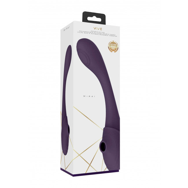 Vive Mirai Double Ended Pulse Wave & Air Wave Bendable Vibrator Purple