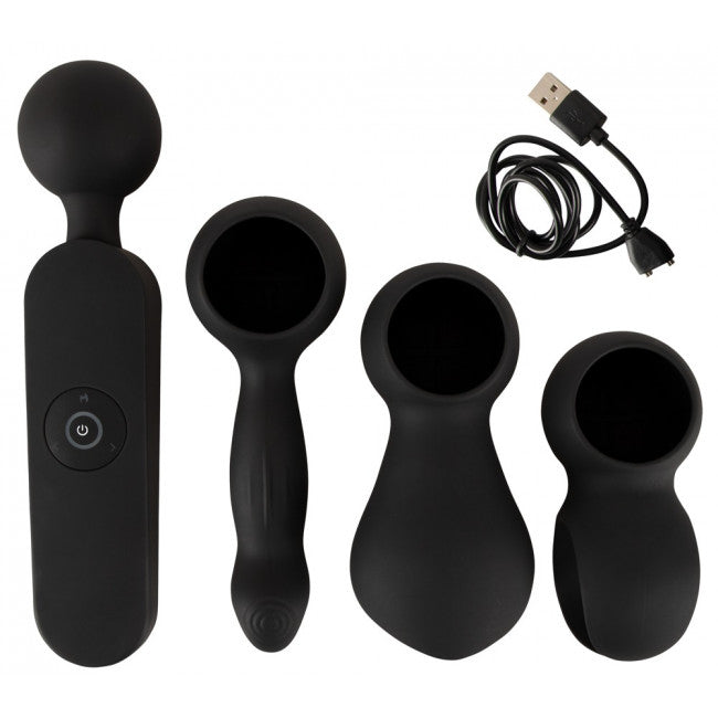 Coup!es Choice Wand Vibrator with 3 Attachments Black