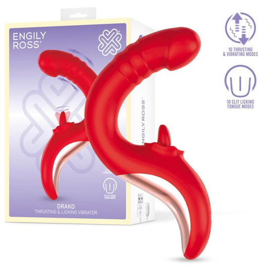 Engily Ross Drako Thrusting & Licking Vibrator Red