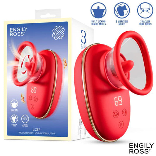 Engily Ross Lizer Vacuum Pump Licking Stimulator with Vibrations Red