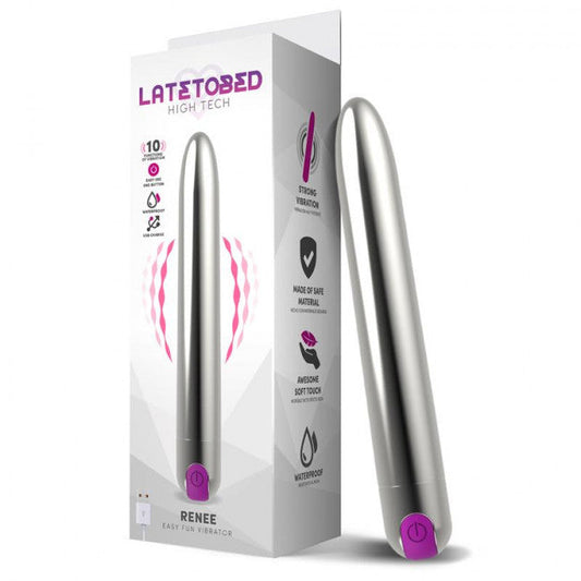 LateToBed Renee Vibe 10 Vibrating Functions 18.5cm Silver