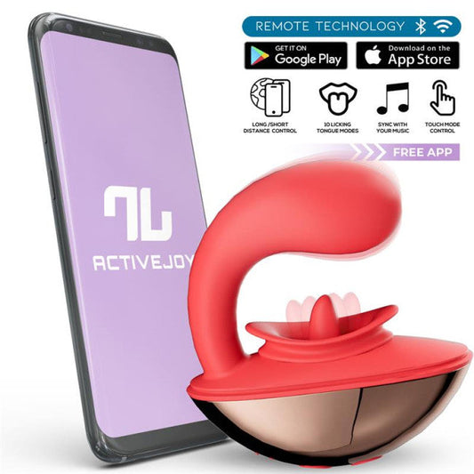 InToYou App Series Rondy Vibrating & Licking Tongue Stimulator with App Red