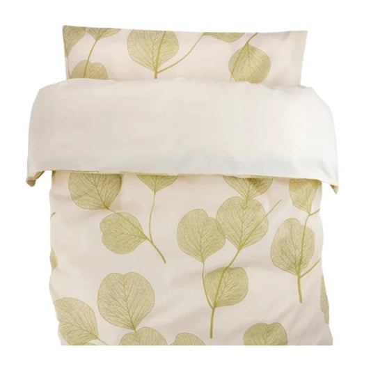 Lullaby Planet Crib bedding, 2D cotton set - Leafs, ecru/green