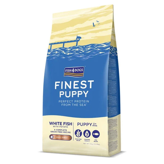 Fish4Dogs Small granules for puppies Finest white fish with potatoes 6 kg, 2m+