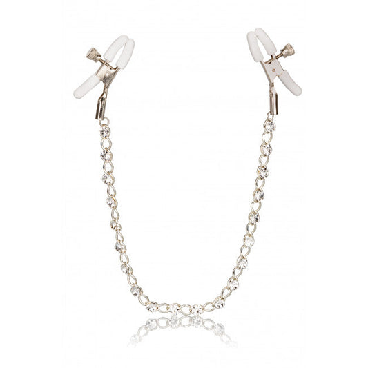 CalExotics Crystal Chain Nipple Clamps Silver