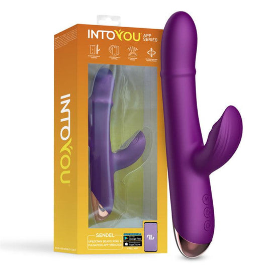 InToYou App Series Sendel Up&Down Beads Ring & Pulsation App Vibrator Purple