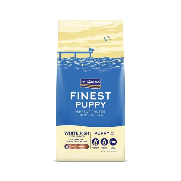 Fish4Dogs Small granules for puppies Finest white fish with potatoes 6 kg, 2m+