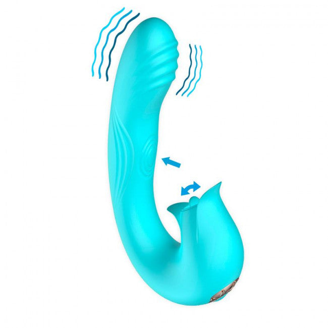 InToYou Hydra Vibe with Pulsation and Clitoris Stimulating Tongue 3 Motors Turquoise
