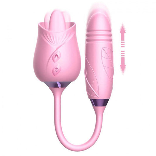 Martinella Double Tongue Cliris Stimulator and Thrusting Egg Pink