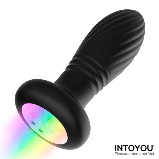 InToYou Tiany Thrusting Led Lighted Anal Plug with Remote Control Black