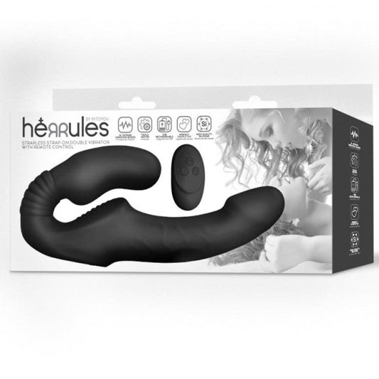 Herrules Strapless Strap-On Double Vibrator with Remote Control Black