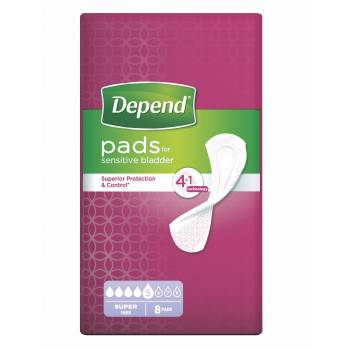 Depend Super Pad Sensitive Bladder incontinence pads 8 pcs