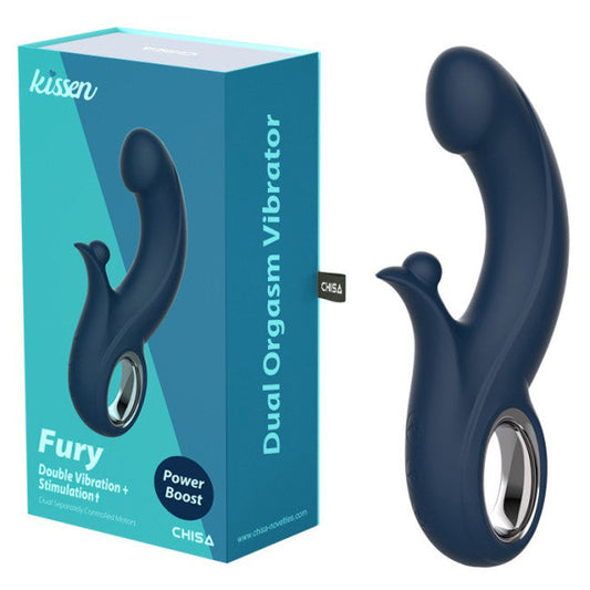 Chisa Kissen Fury Double Vibration + Stimulation with Power Boost Blue