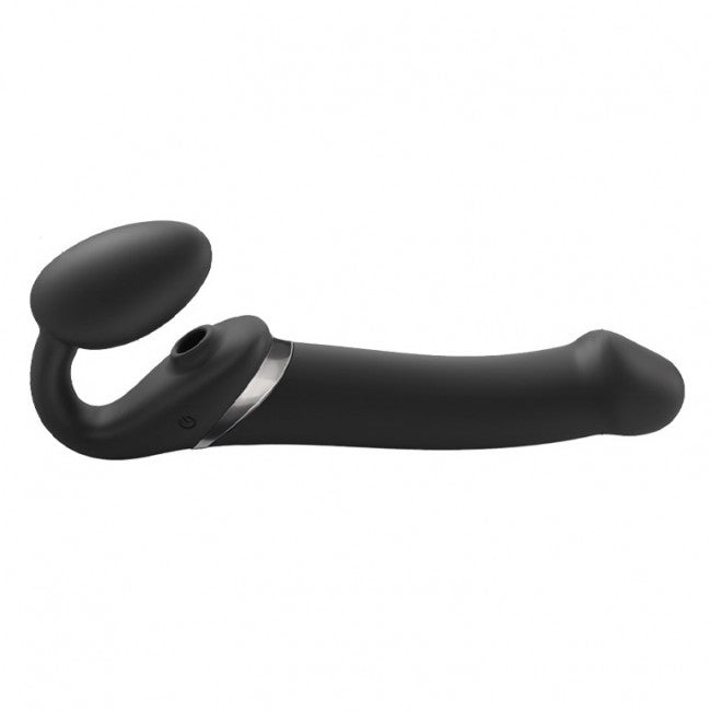 strap-on-me Multi Orgasm Strap-On Vibrator with Licking Stimulator Black L