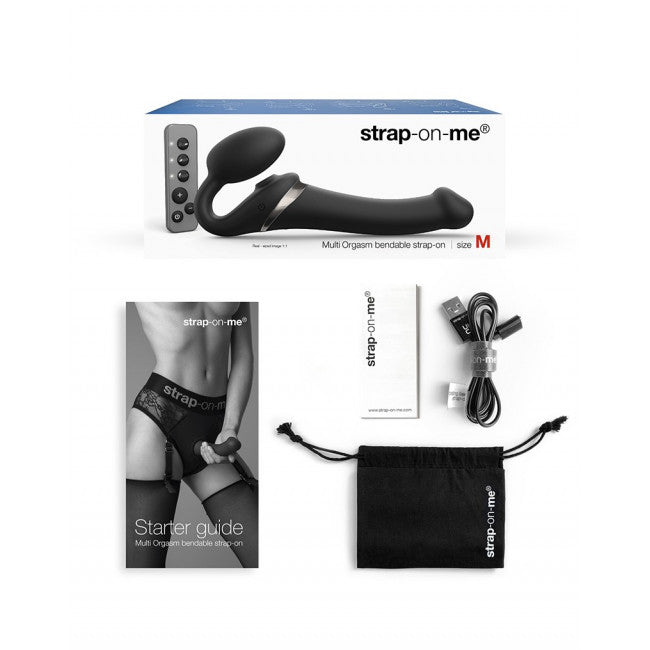 strap-on-me Multi Orgasm Strap-On Vibrator with Licking Stimulator Black L