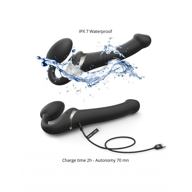 strap-on-me Multi Orgasm Strap-On Vibrator with Licking Stimulator Black L