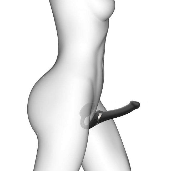 strap-on-me Multi Orgasm Strap-On Vibrator with Licking Stimulator Black L