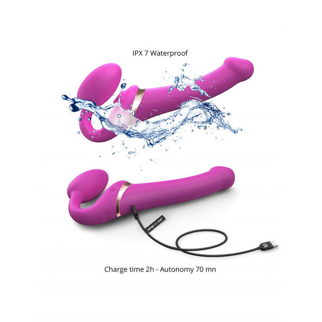 strap-on-me Multi Orgasm Strap-On Vibrator with Licking Stimulator Pink S