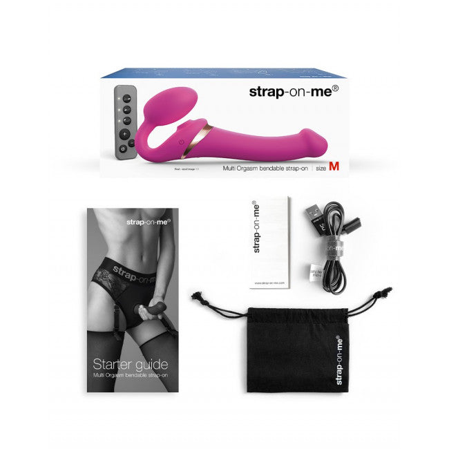strap-on-me Multi Orgasm Strap-On Vibrator with Licking Stimulator Pink M