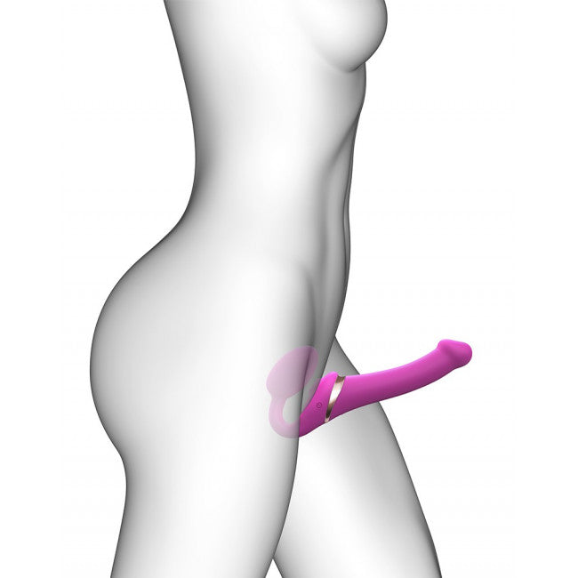 strap-on-me Multi Orgasm Strap-On Vibrator with Licking Stimulator Pink M
