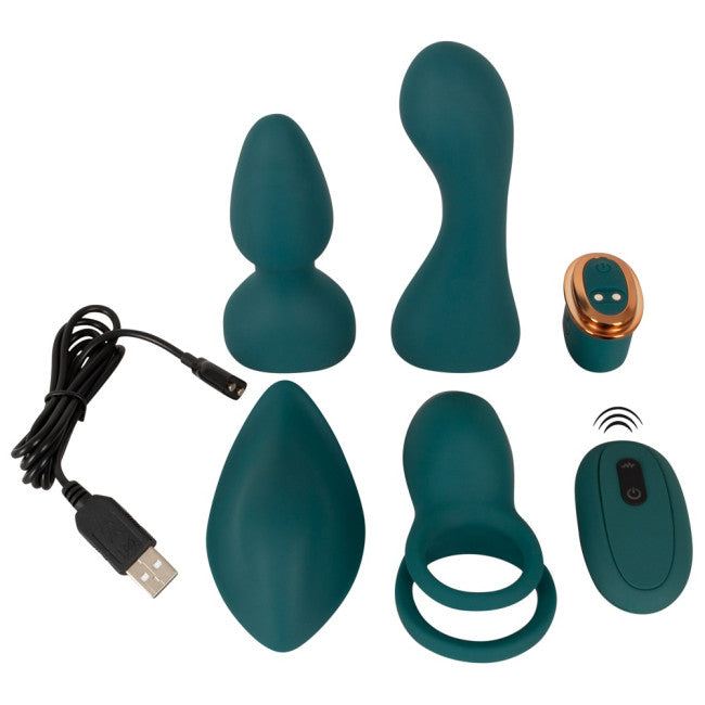 Coup!es Choice RC Mini Vibrator with 4 Attachments Green