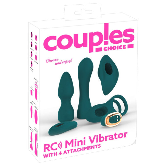 Coup!es Choice RC Mini Vibrator with 4 Attachments Green