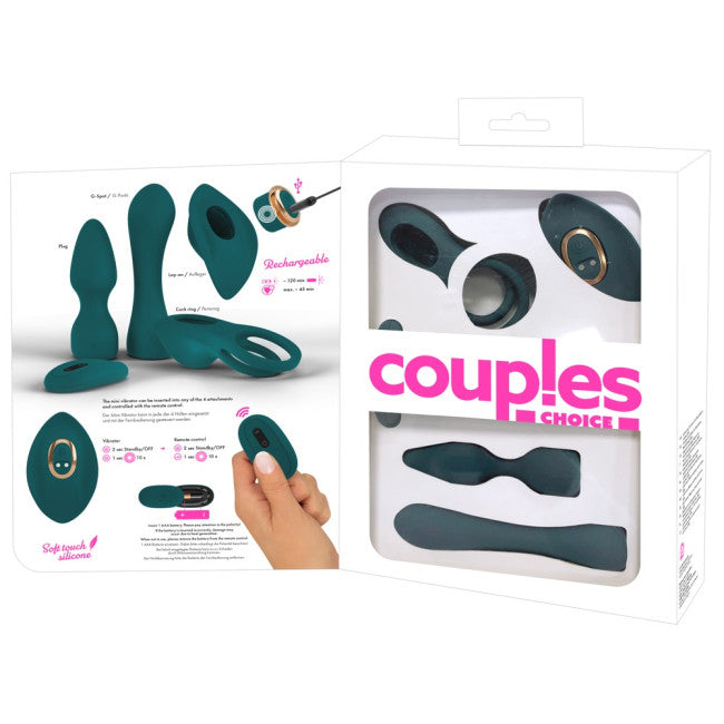 Coup!es Choice RC Mini Vibrator with 4 Attachments Green
