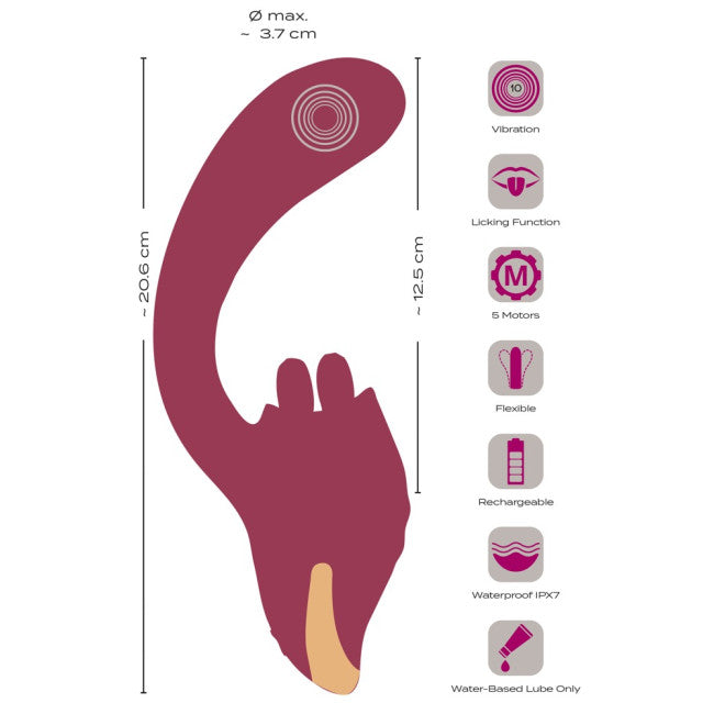 Javida 2 Function Vibrator Vibration & Licking Purple