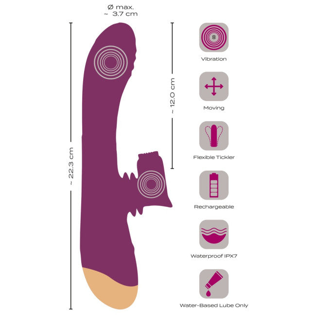 Javida 2 Function Vibrator Vibration & Moving Purple