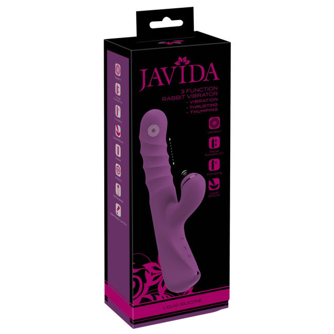 Javida 3 Function Vibration & Thrusting & Thumping Rabbit Vibrator Purple