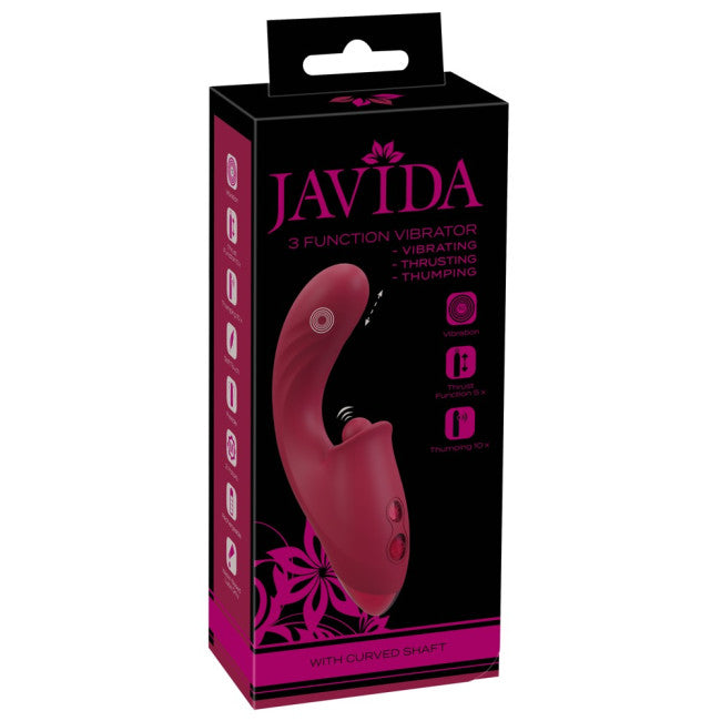 Javida 3 Function Vibrator Thrusting & Thumping Red