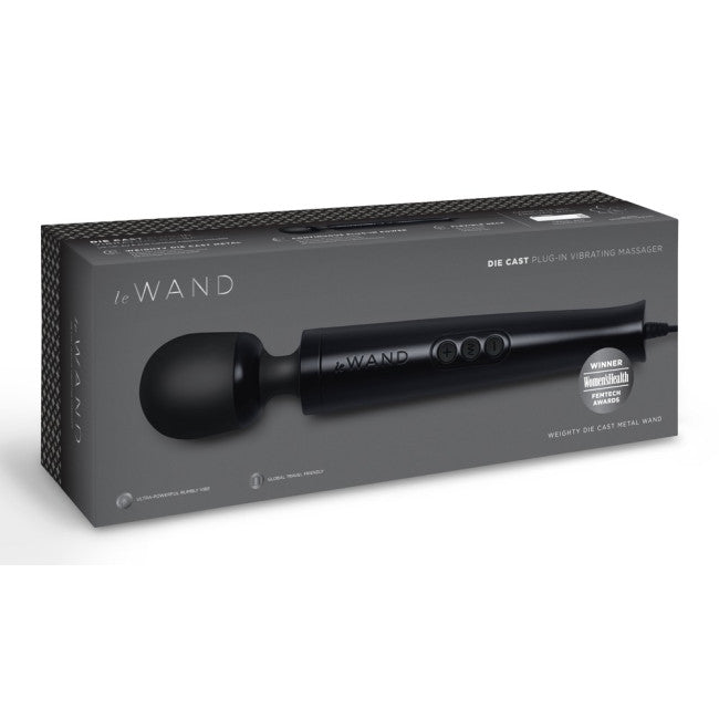 Le Wand Die Cast Plug-in Vibrating Massager Black