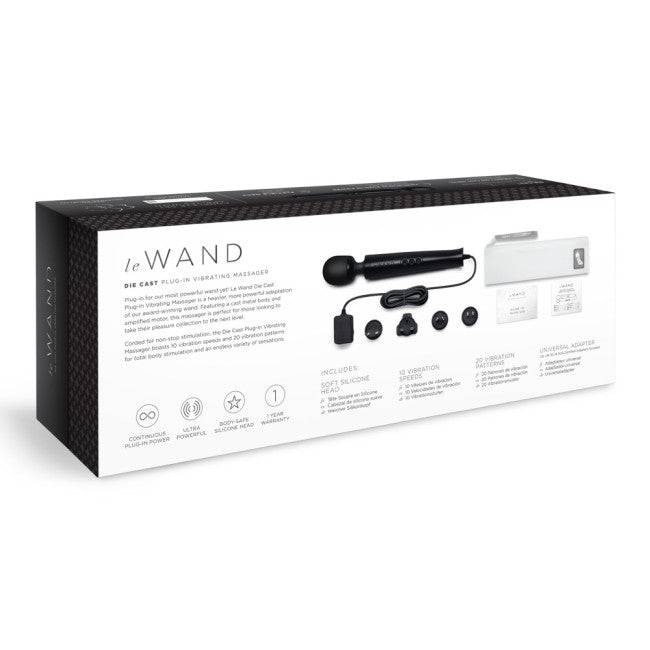 Le Wand Die Cast Plug-in Vibrating Massager Black