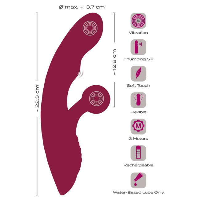 Javida 2 Function Rabbit Vibrator Vibration & Thumping Red