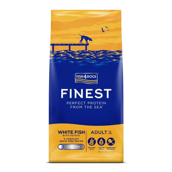 Fish4Dogs Large Granules for Adult Dogs Finest White Fish with Potatoes 6 kg, 1+