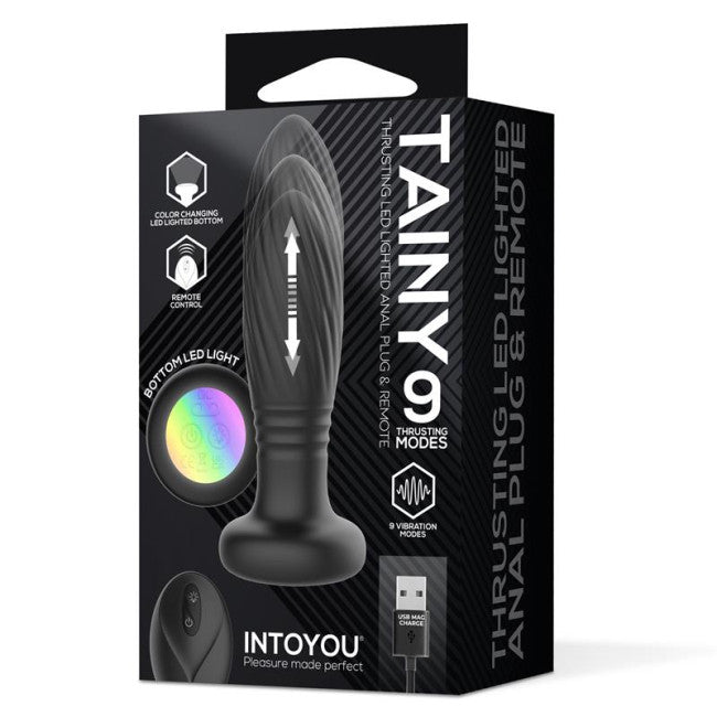 InToYou Tiany Thrusting Led Lighted Anal Plug with Remote Control Black
