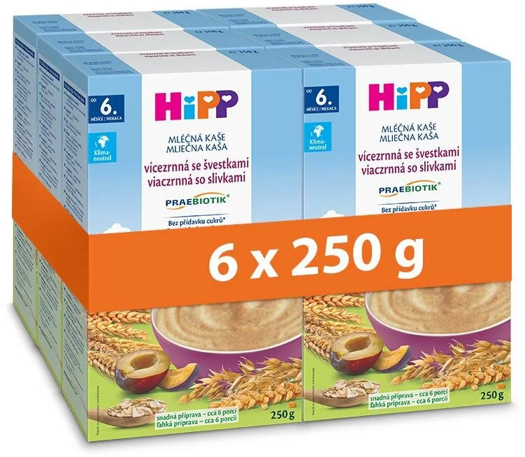 HiPP PRAEBIOTIK Milk Porridge Multigrain with Plums 6× 250g