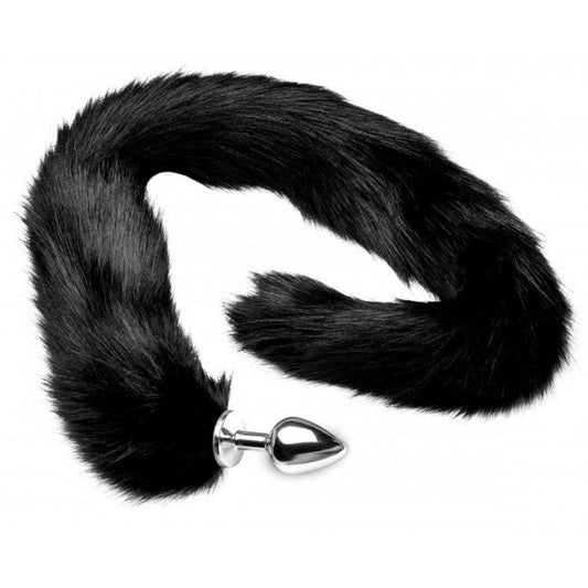 Tailz Extra Long Midnight Mink Tail Metal Anal Plug