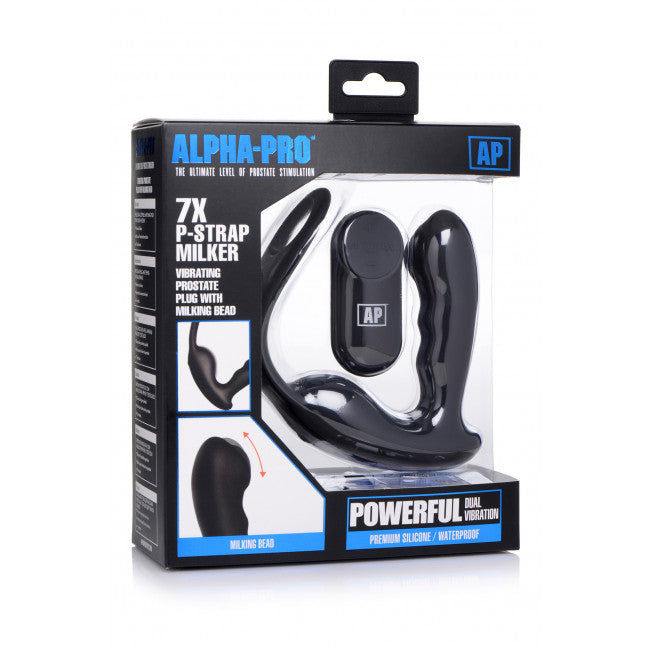Alpha-Pro 7X P-STRAP Milker Vibrating Prostate Stim with Cock & Ball Harness