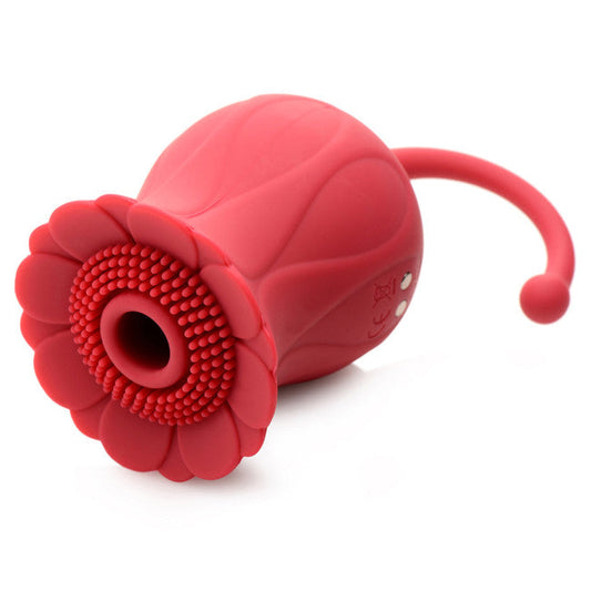 Bloomgasm Royalty Rose Textured Suction Clit Stimulator Red