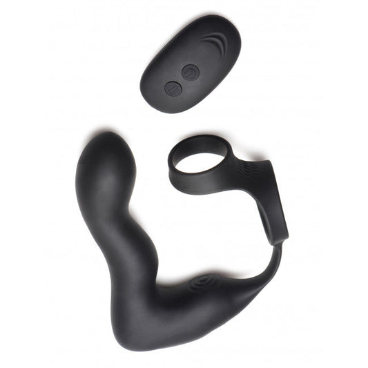 Swell Inflatable & Vibrating Prostate Plug + Cock & Ball Ring Remote Control Black