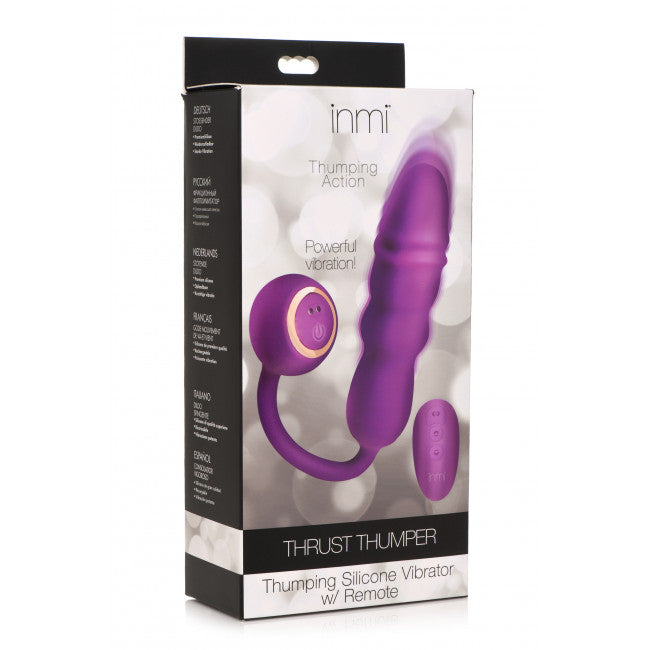 Inmi Thru Thumper Thrusting Silicone Vibrator with Remote Purple